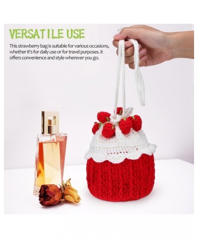 Cute Strawberry Purse Fruit Crossbody Crochet Bags Knitted Handbag with Drawstring Strawberry Crochet Bag Small Shoulder Bag ...