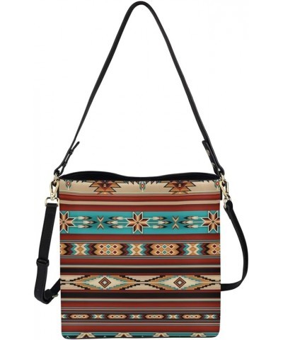 Handbags for Women's Leather Hobo Bags Shoulder Bucket Crossbody Purse Southwestern Native American Aztec $21.15 Hobo Bags