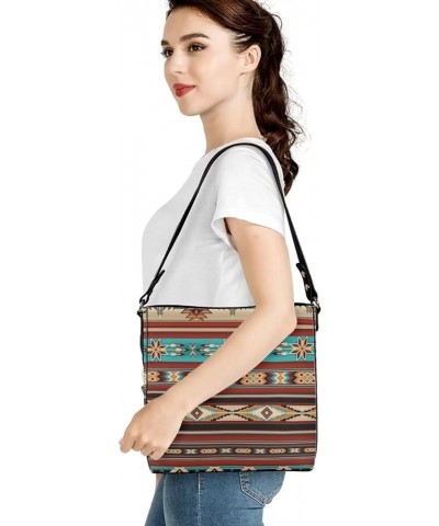 Handbags for Women's Leather Hobo Bags Shoulder Bucket Crossbody Purse Southwestern Native American Aztec $21.15 Hobo Bags