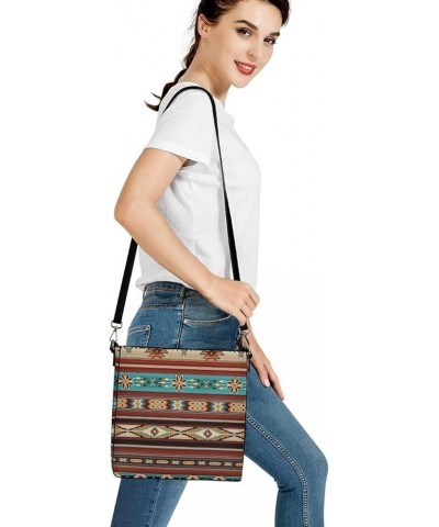 Handbags for Women's Leather Hobo Bags Shoulder Bucket Crossbody Purse Southwestern Native American Aztec $21.15 Hobo Bags