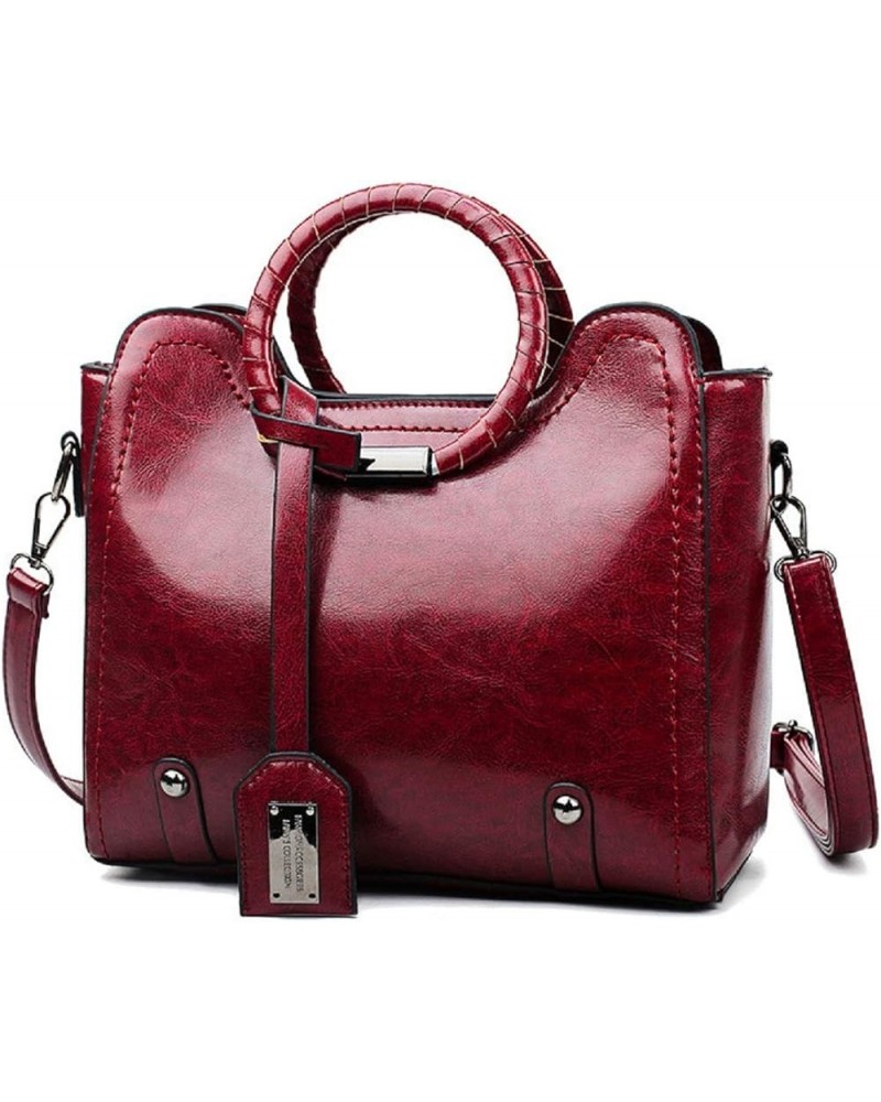 Stylish Women Pu Leather Vertical Utility Top Handle Handbag Satchel Tote Purse Bag Wine Wine $33.38 Totes