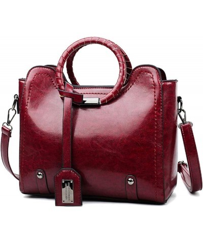 Stylish Women Pu Leather Vertical Utility Top Handle Handbag Satchel Tote Purse Bag Wine Wine $33.38 Totes