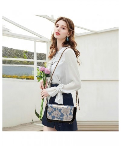 Garden Flowers Side Bag Crossbody Women Black Bags with Credit Card Slots Wallet Purses $22.79 Crossbody Bags