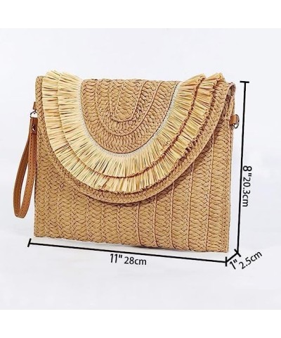 Straw Shoulder Bag Summer Beach Handmade Bag Straw Crossbody Bag Woven Envelope Wallet with Adjustable Strap 18-pink $10.99 C...