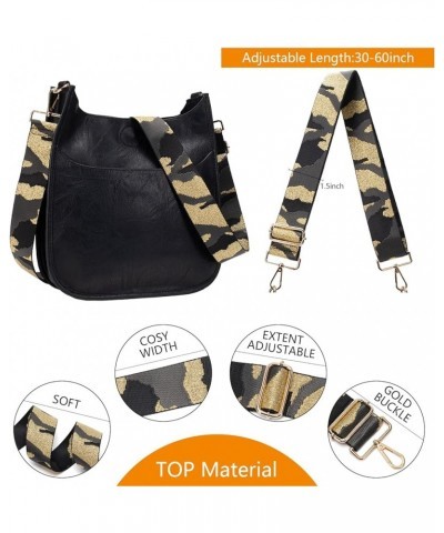 Women Crossbody Handbag Retro Vegan Leather Messenger Bag with Romovable Leopard Shoulder Strap Strap Gold $10.25 Crossbody Bags