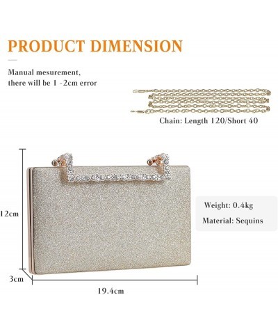 Women Clutch Purse Glitter Evening Bag Sequins Clutch Bag Sparkly Handbag Bridal Wedding Purse Light Gold $28.58 Evening Bags