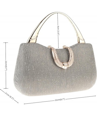 Women Wedding Glitter Evening Purse Rhinestone Clutch Bag Crossbody Tote for Prom Formal Bridal Wedding Grey $18.45 Totes