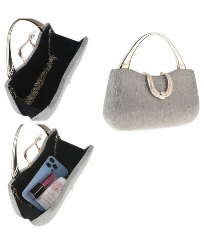 Women Wedding Glitter Evening Purse Rhinestone Clutch Bag Crossbody Tote for Prom Formal Bridal Wedding Grey $18.45 Totes