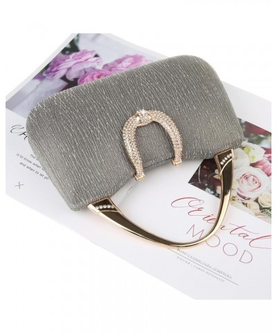 Women Wedding Glitter Evening Purse Rhinestone Clutch Bag Crossbody Tote for Prom Formal Bridal Wedding Grey $18.45 Totes