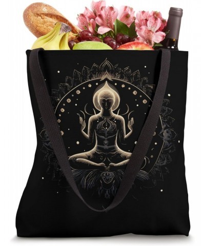 Meditative Yoga Pose Nested Within an Intricate Lotus Flower Tote Bag $12.47 Totes