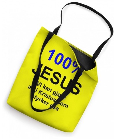 100% JESUS: Vi kan gjøre alt i Kristus som styrker oss Tote Bag $13.50 Totes