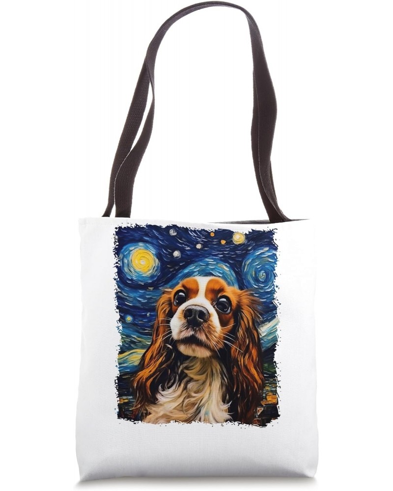 Selfie Dog Starry Night Funny Cavalier King Charles Spaniel Tote Bag $11.28 Totes