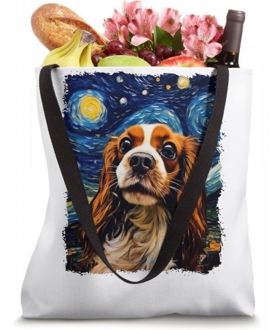 Selfie Dog Starry Night Funny Cavalier King Charles Spaniel Tote Bag $11.28 Totes