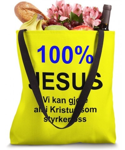 100% JESUS: Vi kan gjøre alt i Kristus som styrker oss Tote Bag $13.50 Totes