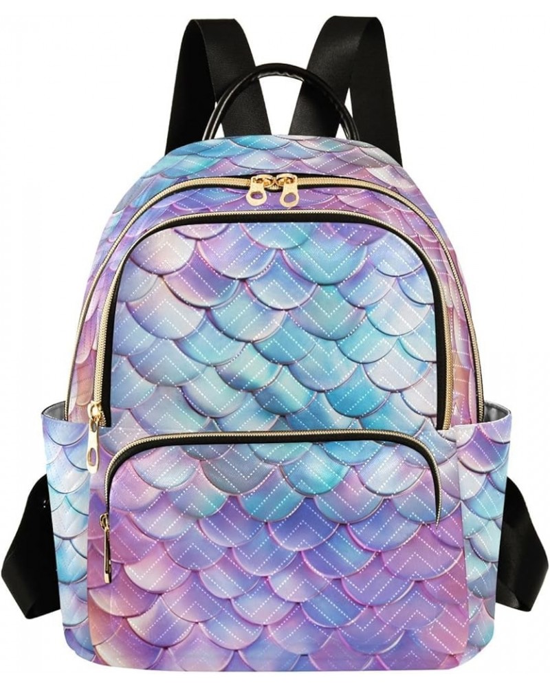 Pink Gradient Mermaid Scales Fashion Travel Backpack for Women Multi Pockets Lightweight Purse for Women-S Multicolor Medium ...