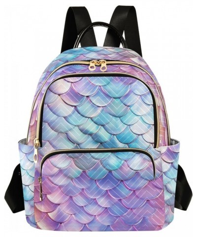 Pink Gradient Mermaid Scales Fashion Travel Backpack for Women Multi Pockets Lightweight Purse for Women-S Multicolor Medium ...