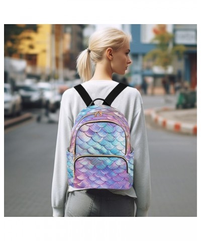 Pink Gradient Mermaid Scales Fashion Travel Backpack for Women Multi Pockets Lightweight Purse for Women-S Multicolor Medium ...