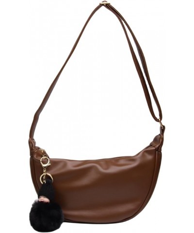 Women's Retro Small Crossbody Bag, Crescent Bag Dumpling Bag Shoulder Bag Daily Travel Vegan Leather Brown $10.33 Shoulder Bags