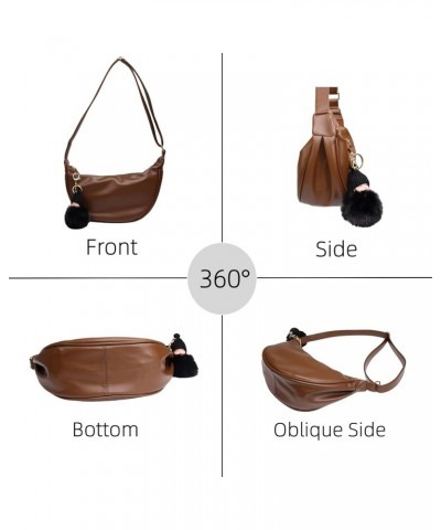 Women's Retro Small Crossbody Bag, Crescent Bag Dumpling Bag Shoulder Bag Daily Travel Vegan Leather Brown $10.33 Shoulder Bags