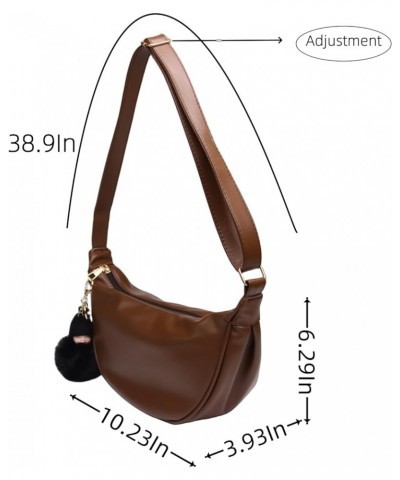 Women's Retro Small Crossbody Bag, Crescent Bag Dumpling Bag Shoulder Bag Daily Travel Vegan Leather Brown $10.33 Shoulder Bags