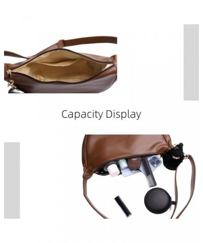 Women's Retro Small Crossbody Bag, Crescent Bag Dumpling Bag Shoulder Bag Daily Travel Vegan Leather Brown $10.33 Shoulder Bags