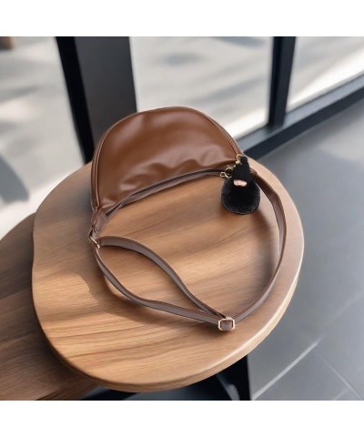 Women's Retro Small Crossbody Bag, Crescent Bag Dumpling Bag Shoulder Bag Daily Travel Vegan Leather Brown $10.33 Shoulder Bags