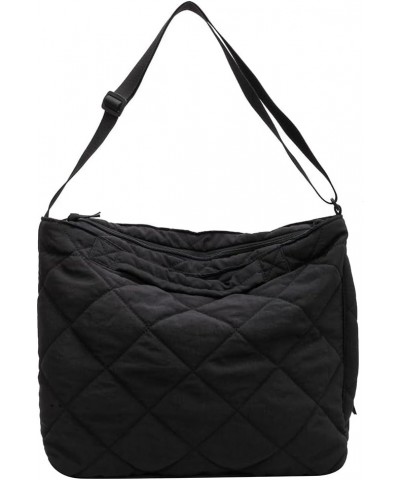 Quilted Tote Bag for Women Puffer Hobo Handbag Lightweight Quilted Padding Shoulder Bag Nylon Padded Crossbody Bag C01-black ...