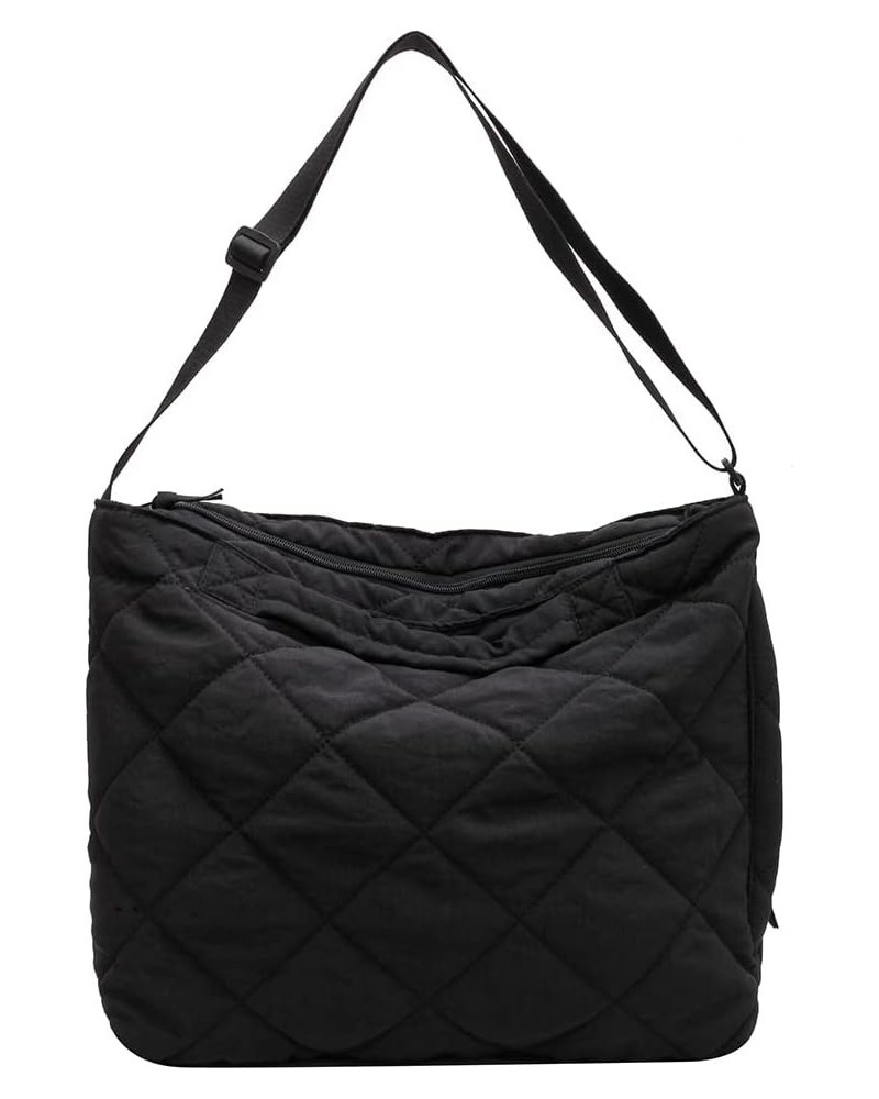 Quilted Tote Bag for Women Puffer Hobo Handbag Lightweight Quilted Padding Shoulder Bag Nylon Padded Crossbody Bag C01-black ...