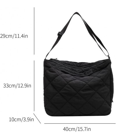 Quilted Tote Bag for Women Puffer Hobo Handbag Lightweight Quilted Padding Shoulder Bag Nylon Padded Crossbody Bag C01-black ...