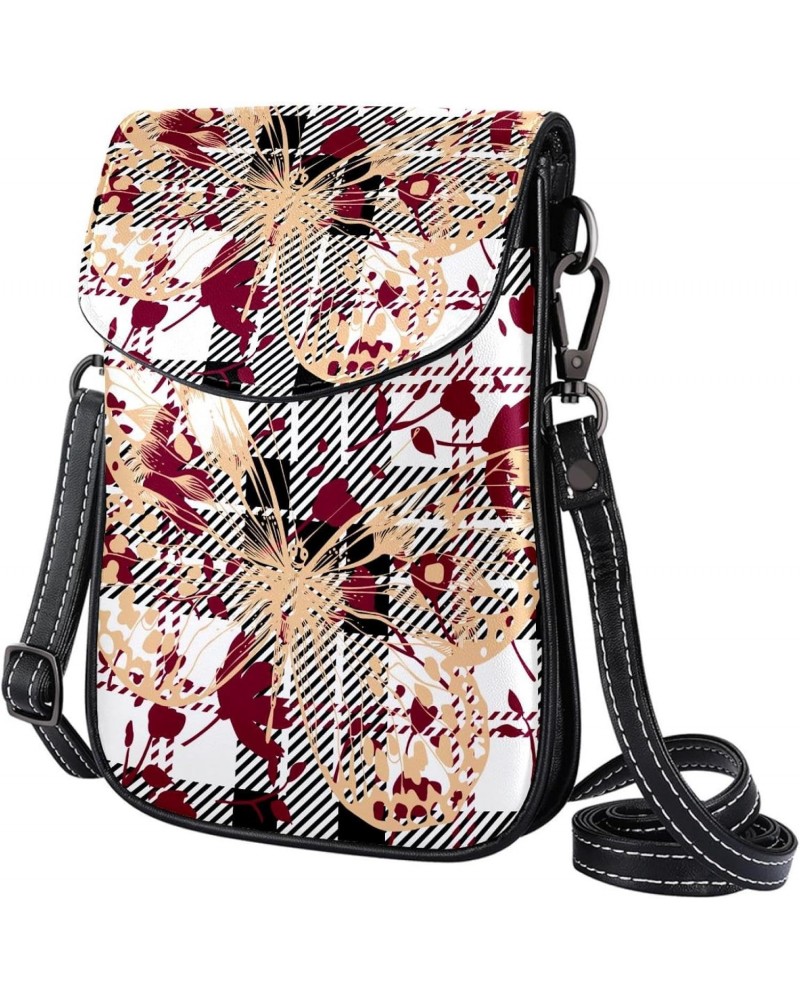 Crossbody Bag for Women, Purse, Messenger Bag, Shoulder Bag, Plaid Flower Pattern Butterfly Animal $14.29 Shoulder Bags