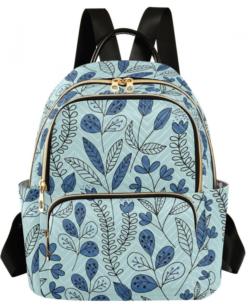 Blue Flower Fashion Backpack Purse for Women Multipurpose Casual Daypack with Multi Pockets & Secured Zipper Ladies Gift for ...