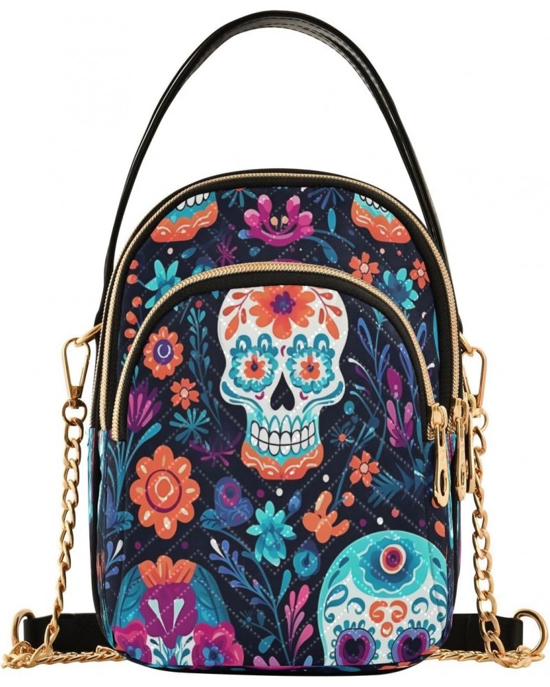 Crossbody Bags Crossbody Purse Chest Bag Orange Flower Skeleton for Women Trendy $11.34 Shoulder Bags