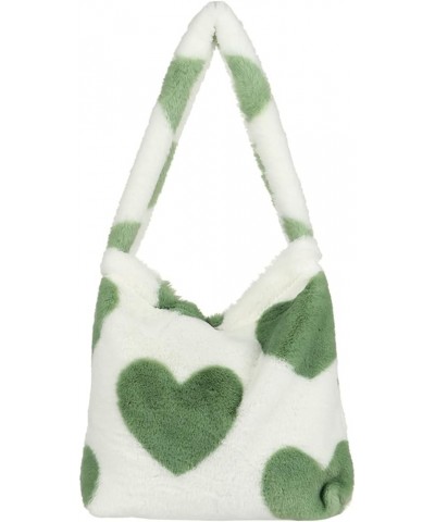 Cute Fuzzy Purse Y2K Fluffy Shoulder Bag Plush Furry Tote Bag Aesthetic Fairy Grunge Purse Y2K Accessories B03-green Heart $1...