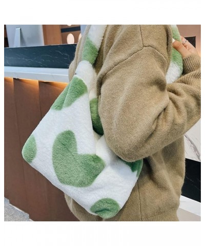 Cute Fuzzy Purse Y2K Fluffy Shoulder Bag Plush Furry Tote Bag Aesthetic Fairy Grunge Purse Y2K Accessories B03-green Heart $1...