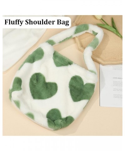 Cute Fuzzy Purse Y2K Fluffy Shoulder Bag Plush Furry Tote Bag Aesthetic Fairy Grunge Purse Y2K Accessories B03-green Heart $1...