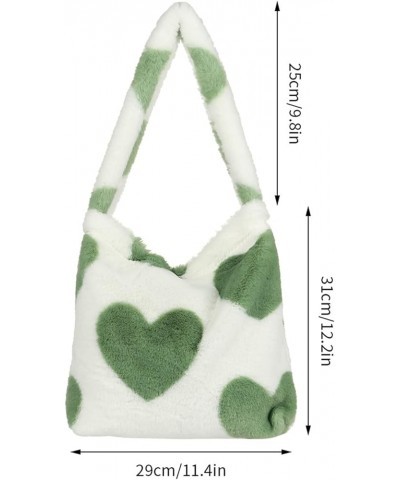 Cute Fuzzy Purse Y2K Fluffy Shoulder Bag Plush Furry Tote Bag Aesthetic Fairy Grunge Purse Y2K Accessories B03-green Heart $1...