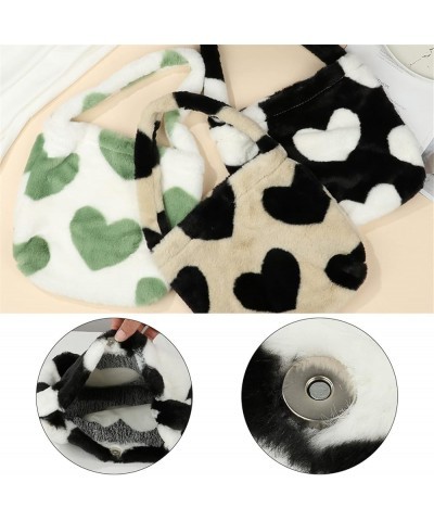 Cute Fuzzy Purse Y2K Fluffy Shoulder Bag Plush Furry Tote Bag Aesthetic Fairy Grunge Purse Y2K Accessories B03-green Heart $1...