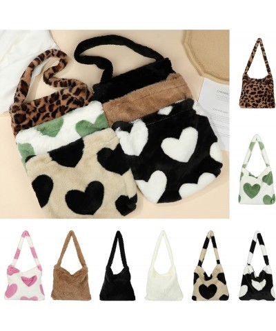 Cute Fuzzy Purse Y2K Fluffy Shoulder Bag Plush Furry Tote Bag Aesthetic Fairy Grunge Purse Y2K Accessories B03-green Heart $1...