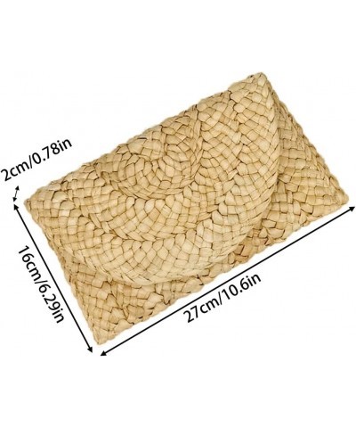 Women's Straw Clutch Summer Clutch Purses Beach Envelope Wallet Woven Handbags Blue $10.61 Clutches