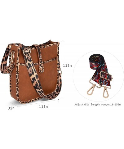 Crossbody Bags for Women Hobo Purses Shoulder Bucket Handbags A-leopard $12.30 Hobo Bags