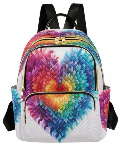 Fashion Backpack Mini Backpack Purse Casual Daily Backpack Purple Yellow Blue Heart for Travel for College Work Medium $13.60...