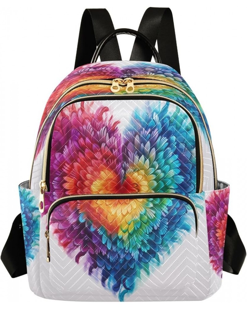 Fashion Backpack Mini Backpack Purse Casual Daily Backpack Purple Yellow Blue Heart for Travel for College Work Medium $13.60...