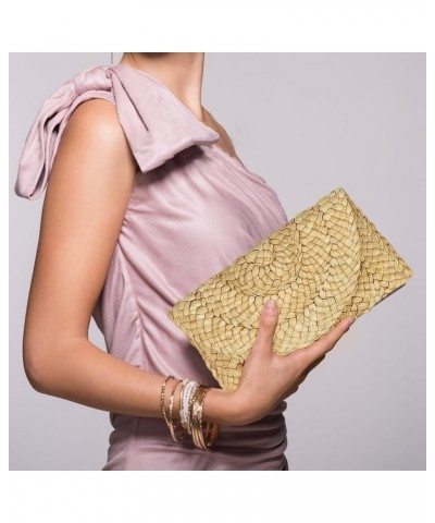 Women's Straw Clutch Summer Clutch Purses Beach Envelope Wallet Woven Handbags Blue $10.61 Clutches