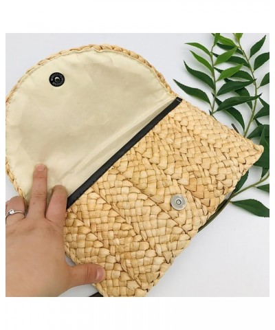 Women's Straw Clutch Summer Clutch Purses Beach Envelope Wallet Woven Handbags Blue $10.61 Clutches