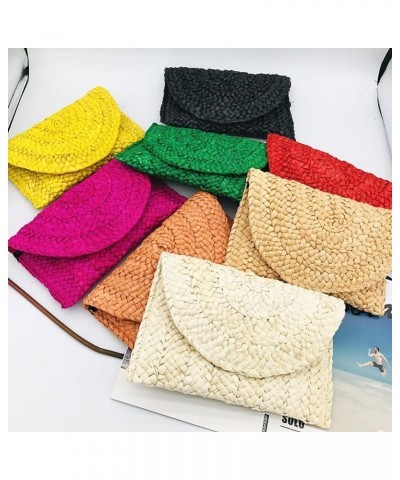 Women's Straw Clutch Summer Clutch Purses Beach Envelope Wallet Woven Handbags Blue $10.61 Clutches