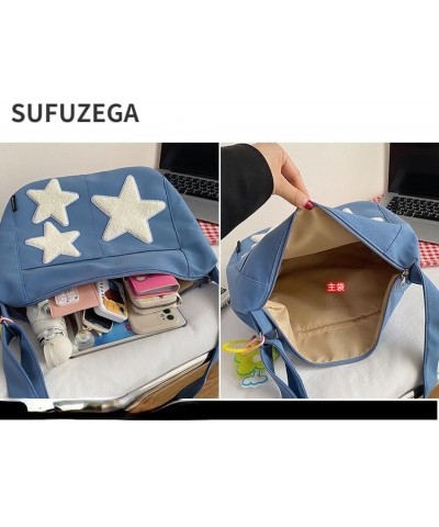 Kawaii Star Y2K Canvas Crossbody Bag for Teen Boy Girl Cute Novelty Shoulder Bag (Blue) Red $13.72 Crossbody Bags