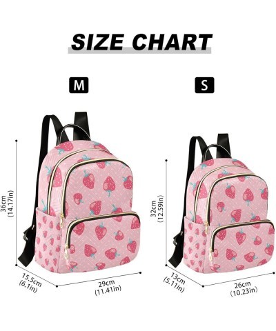 Women Backpack Blue Pink Strawberry Dot Anti-Theft Travel Backpack with Luggage Belt Lightweight Handbag Lady Purse Roomy Dou...