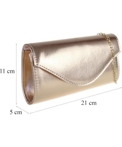 Womens Faux Leather Metallic Plain Clutch Bag Champagne $22.39 Clutches