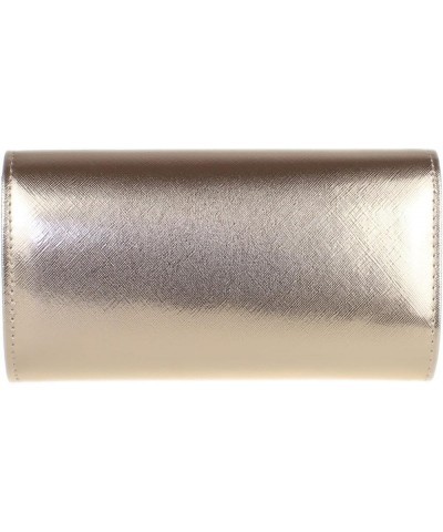 Womens Faux Leather Metallic Plain Clutch Bag Champagne $22.39 Clutches