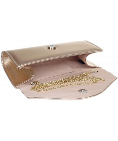 Womens Faux Leather Metallic Plain Clutch Bag Champagne $22.39 Clutches